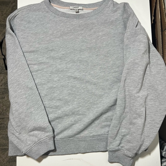 Agolde Gray Crew Neck Sweater Classic Fine Knit - Picture 1 of 10